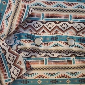 Panhandle Slim Geometric Pattern Polo Shirt Aztec Western Snap Button